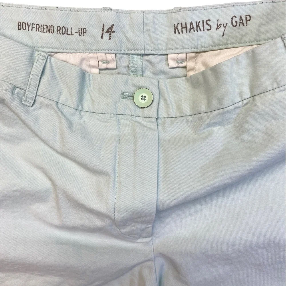 Gap Khakis Boyfriend Roll-Up Mint Green Cotton Shorts‎ Womens 14 331226-35